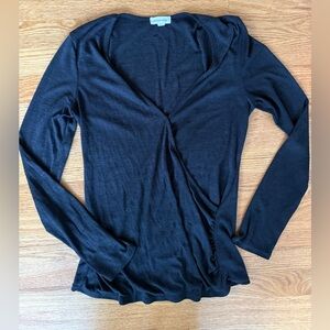 Urban Outfitters, Silence+Noise Long Sleeve Ribbed Vneck Wrap Top, Size Small